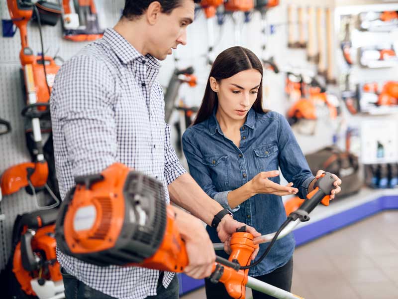 A man buying equipment.